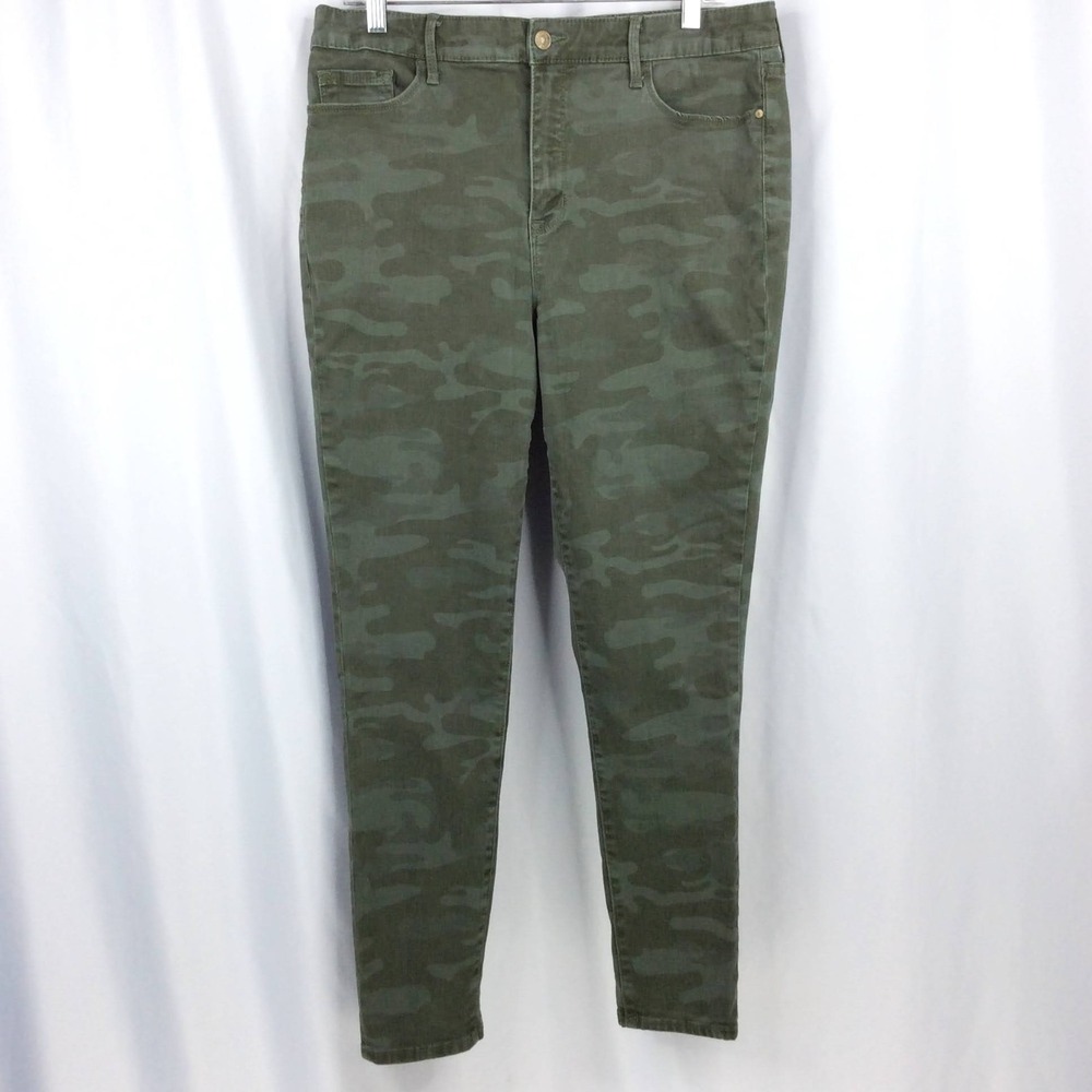Sanctuary Social Standard High Rise Skinny Camo Jeans Womens Size 14 Green